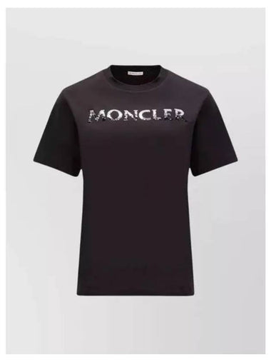 Logo patch graphic printing round neck short sleeve t-shirt black women's short sleeve 195412 - MONCLER - BALAAN 1