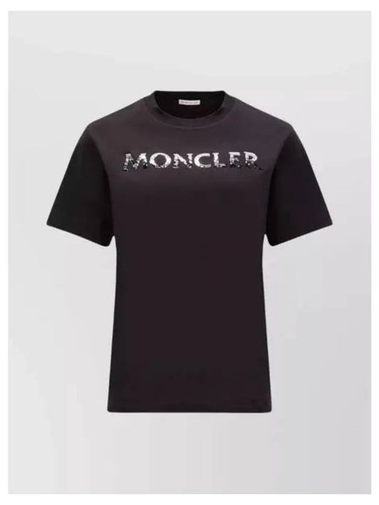 Logo patch graphic printing round neck short sleeve t-shirt black women's short sleeve 195412 - MONCLER - BALAAN 1