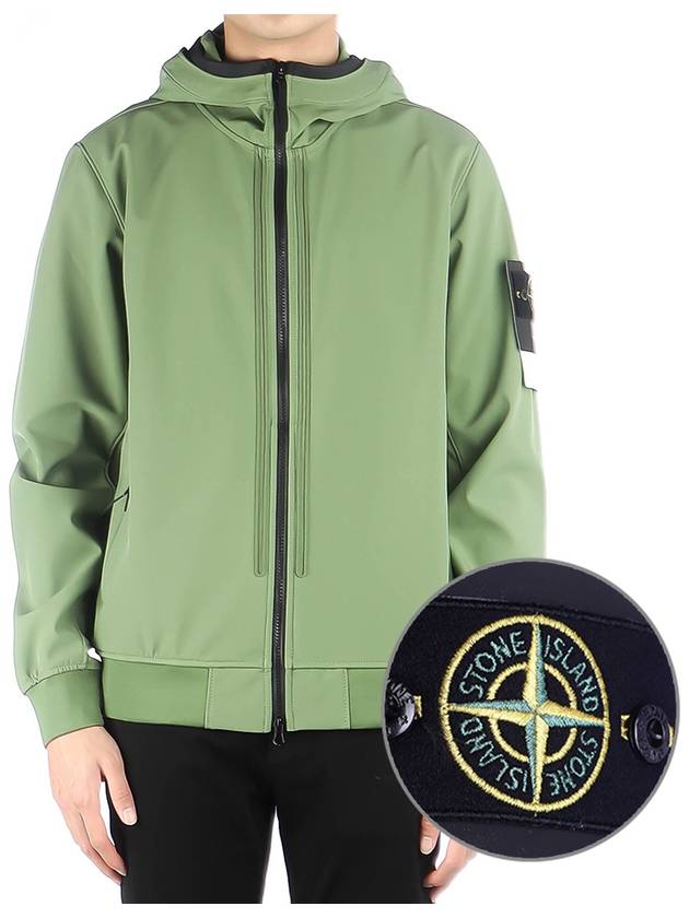 Wappen Patch Soft Shell Hooded Jacket Khaki - STONE ISLAND - BALAAN 2