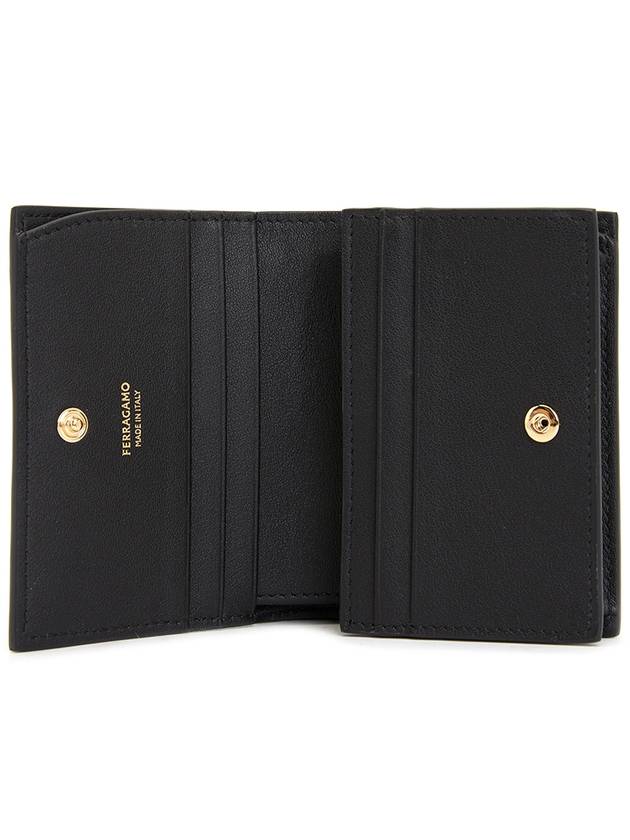 New Gancini Leather Half Wallet Black - SALVATORE FERRAGAMO - BALAAN 5