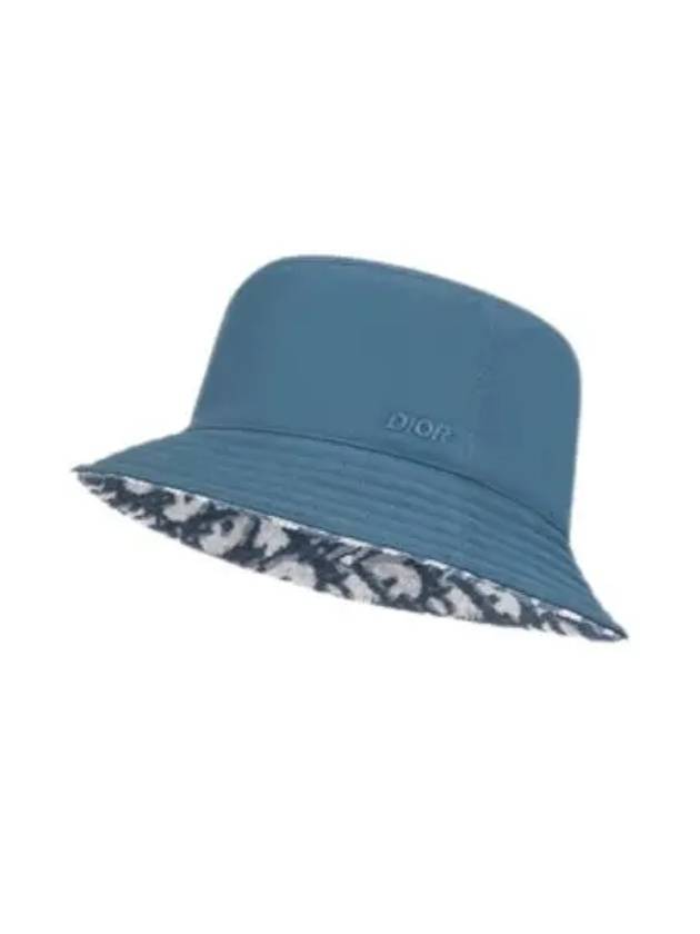 Embroidered Logo Reversible Cotton Bucket Hat Blue - DIOR - BALAAN 2