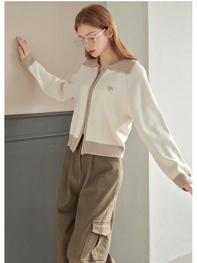 Pudding wool collar knit zip up ivory - MICANE - BALAAN 3