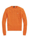 Embroidered Logo Pony Cable Knit Top Orange - POLO RALPH LAUREN - BALAAN 2