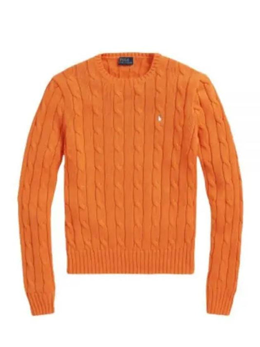 Embroidered Logo Pony Cable Knit Top Orange - POLO RALPH LAUREN - BALAAN 2