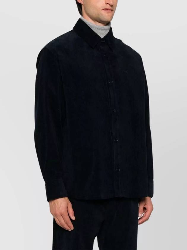 Bobby Embroidered Logo Corduroy Shirt Jacket Dark Navy - A.P.C. - BALAAN 5