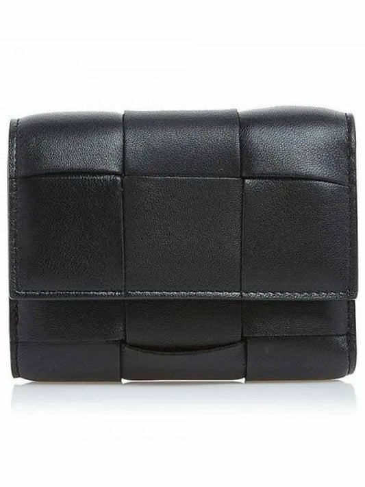 Intrecciato Tri-Fold Zip Half Wallet Black - BOTTEGA VENETA - BALAAN 2