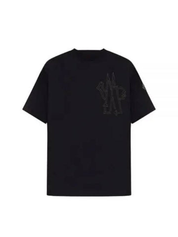 8C00021 899YU 999 Logo Embroidered Short Sleeve TShirt - MONCLER - BALAAN 1