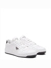 Downtown Triagle Logo Leather Low Top Sneakers White - PRADA - BALAAN 3