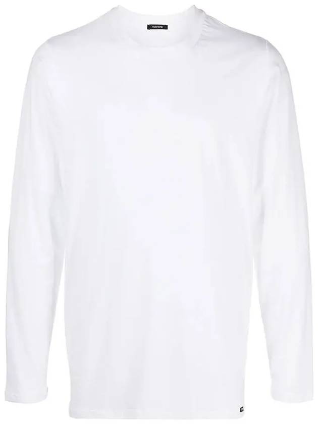 Crew Neck Cotton Modal Long Sleeve T-Shirt White - TOM FORD - BALAAN 3