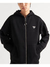 Reversible Cotton Fleece Re-Nylon Zip-up Hoodie Black - PRADA - BALAAN 2