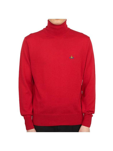 Men's Embroidered Logo Knit Turtleneck Red - VIVIENNE WESTWOOD - BALAAN 1