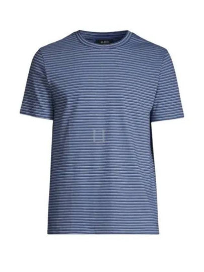 Stripe Minimal Logo Print Short Sleeve T-Shirt Blue - A.P.C. - BALAAN 2