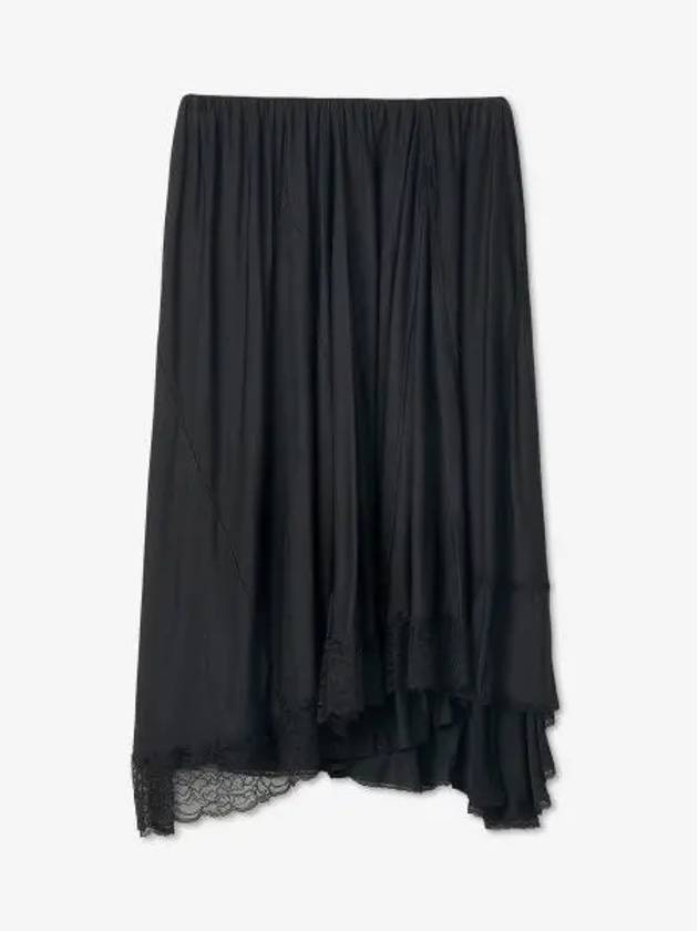 Lace Trimmed A-Line Skirt Black - BALENCIAGA - BALAAN 2