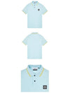 Men's Two Line Wappen Patch Cotton Short Sleeve Polo Shirt Sky Yellow - STONE ISLAND - BALAAN 5