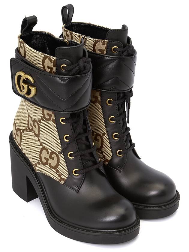 Women's Double G Canvas Middle Boots Camel - GUCCI - BALAAN 4