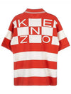 Men's Logo Graphic Striped Cotton Polo Shirt Red - KENZO - BALAAN 4