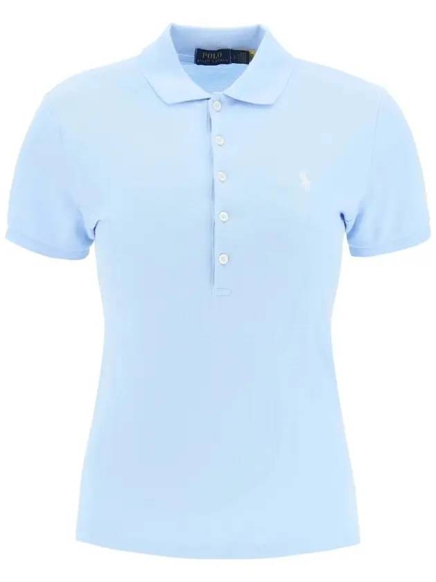 Women's Julie Embroidered Logo Short Sleeve Polo Shirt Light Blue - POLO RALPH LAUREN - BALAAN 1