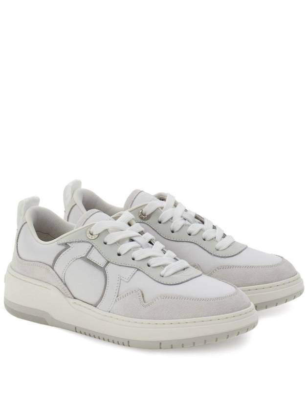 Gancini Leather Low Top Sneakers White - SALVATORE FERRAGAMO - BALAAN 6