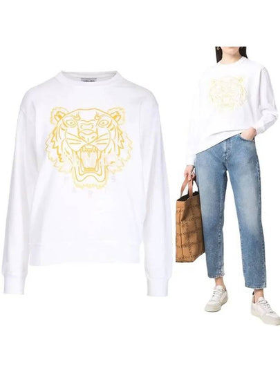 Tiger Embroidered Logo Sweatshirt White - KENZO - BALAAN 2