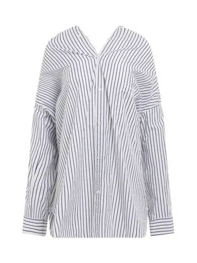 Knotted Poplin Oversized Long Sleeve Shirt White Blue - BALENCIAGA - BALAAN 2