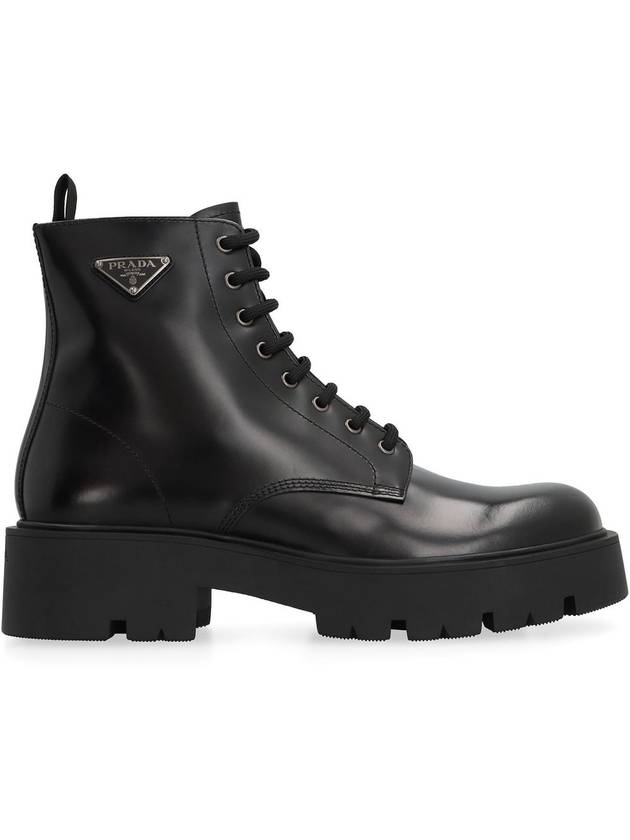 Brushed Leather Combat Boots Black - PRADA - BALAAN 3