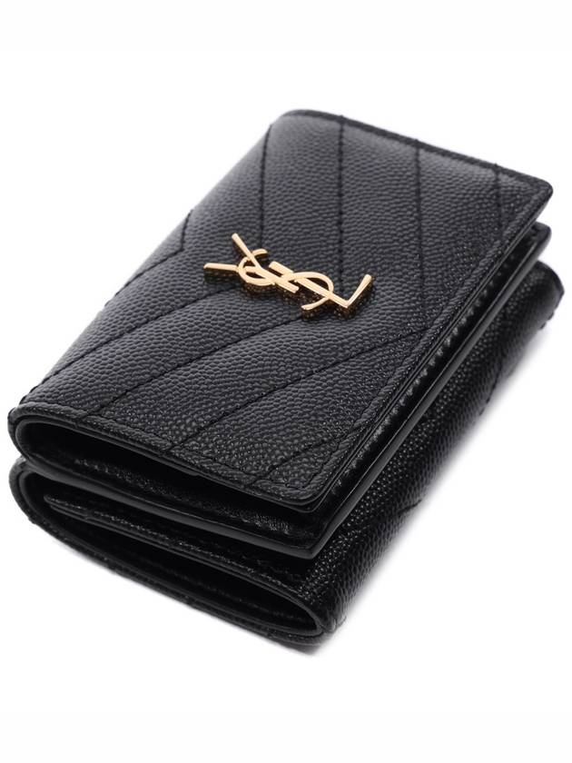 Monogram Quilted Mini Half Wallet Black - SAINT LAURENT - BALAAN 6