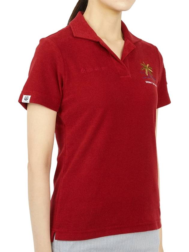 Women's Golf Montrose Short Sleeve PK Shirt Red - HORN GARMENT - BALAAN 4