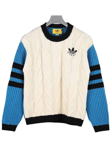 x Adidas Men s Logo Embroidered Wool Crewtec Knit Sweater 727434 XXCRG 9239 - GUCCI - BALAAN 1