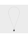 Les Pierres Black Strass Rhodium Finish Necklace Silver - CELINE - BALAAN 1