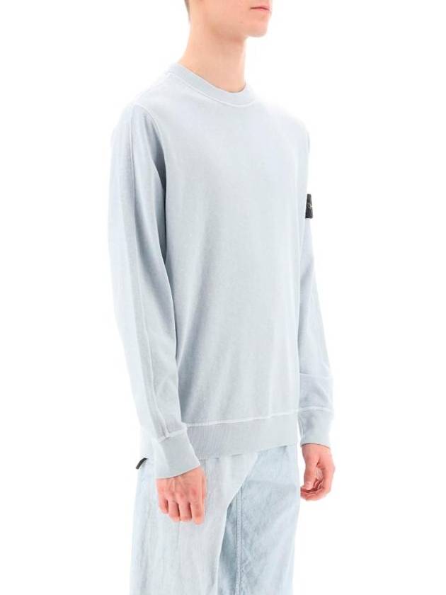 Garment Dyed Malfile Crewneck Sweatshirt Sky Blue - STONE ISLAND - BALAAN 3