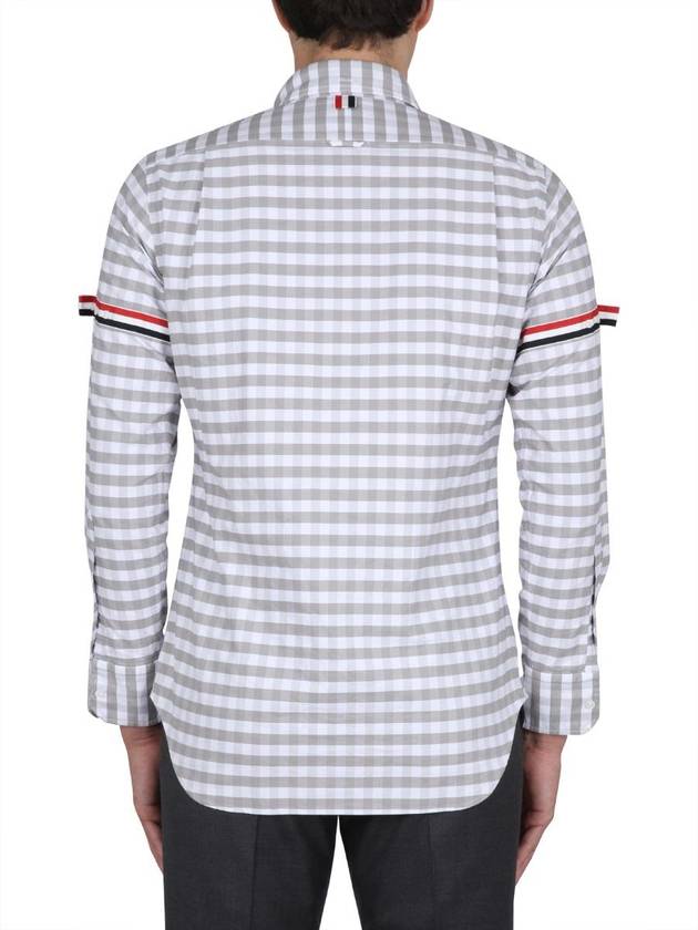 Men's Check Oxford Long Sleeve Shirt Grey - THOM BROWNE - BALAAN 4