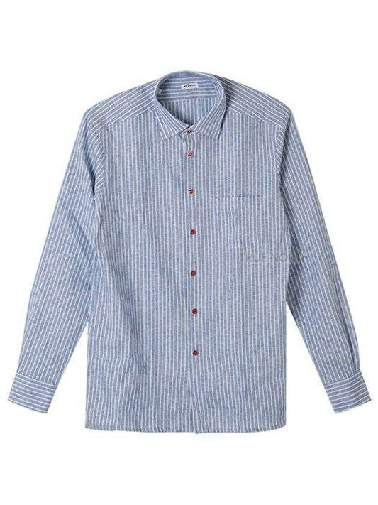 Pocket Linen Long Sleeve Shirt Blue - KITON - BALAAN 1
