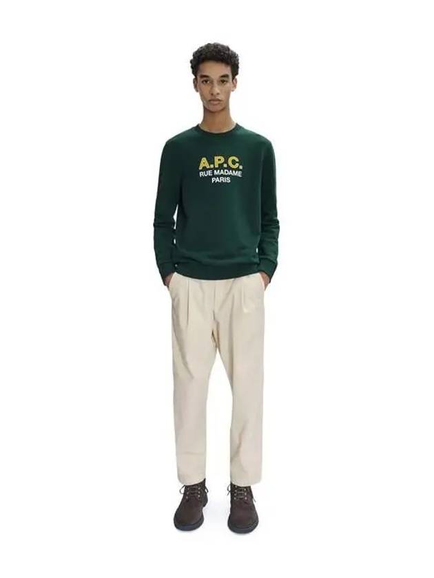 Logo Print Cotton Sweatshirt Green - A.P.C. - BALAAN 4