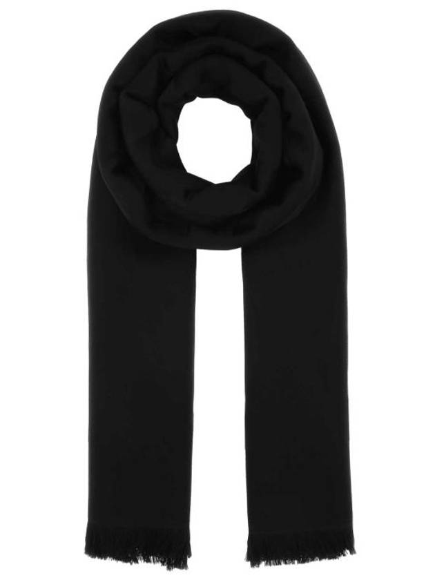 Cassandra Monogram Wool Jacquard Scarf Black - SAINT LAURENT - BALAAN 2