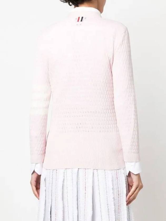 4 Bar Pointelle V Neck Cardigan Light Pink - THOM BROWNE - BALAAN 5