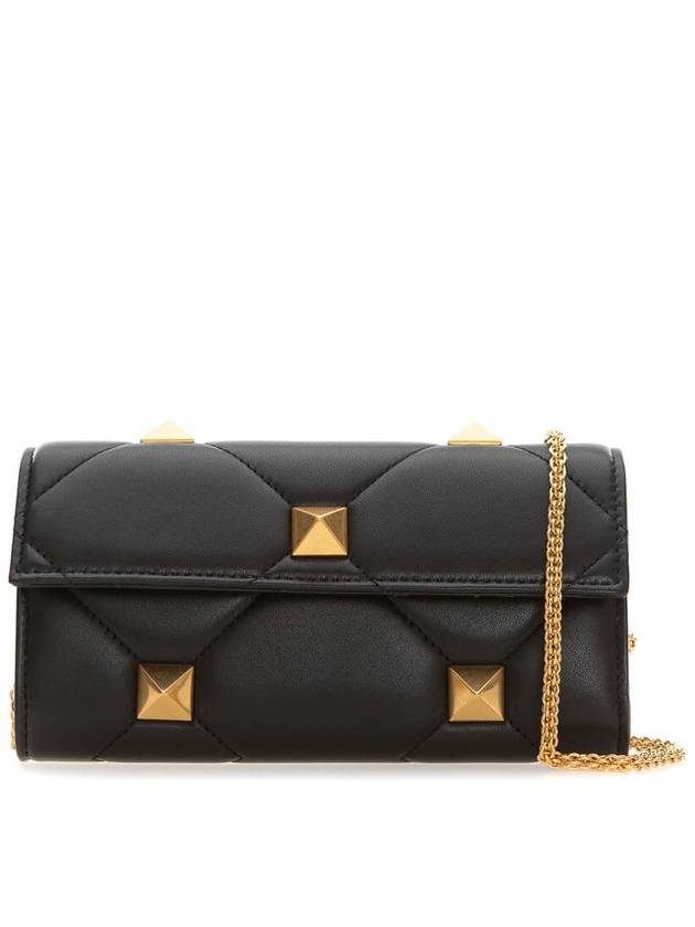 Roman Stud Chain Leather Shoulder Bag Black - VALENTINO - BALAAN 2