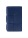 Intrecciato Cassette Leather Flap Card Holder Blue - BOTTEGA VENETA - BALAAN 1