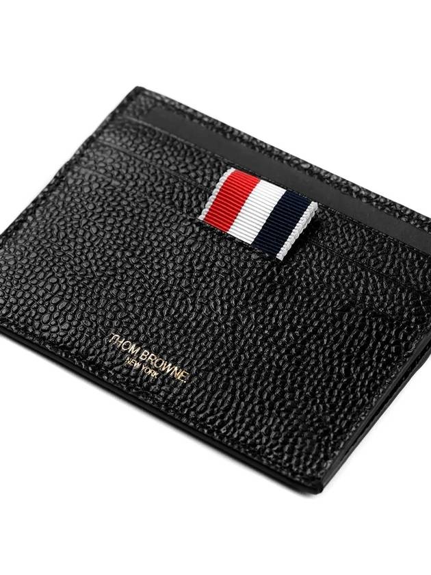 Pebble Grain Leather Stripe Note Compartment Card Wallet Black - THOM BROWNE - BALAAN 5