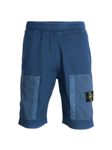 Men's Waffen Patch Two Pocket Shorts Dark Blue - STONE ISLAND - BALAAN.