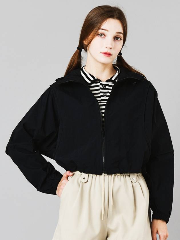 Hooded Anorak Crop String Black Windbreaker Jumper DO2232WB01 - DOYOUKNOWMC GOLF WEAR - BALAAN 2