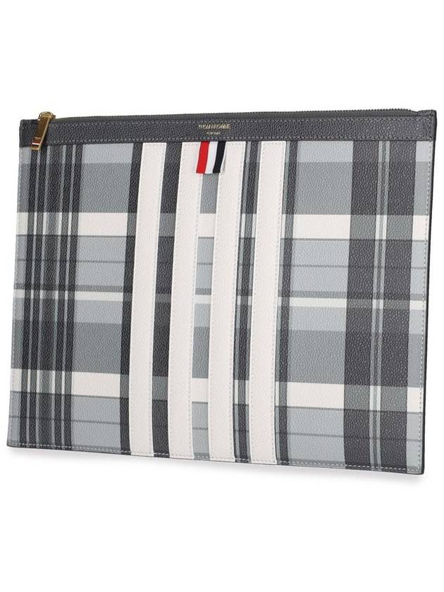 Madras 4 Bar Stripe Clutch Bag Grey - THOM BROWNE - BALAAN 3