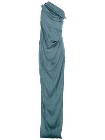 'Athena Arrowhead' Light Blue Long Dress With One Shoulder Design And Side Slits In Viscose And Acetate Blend Woman - RICK OWENS - BALAAN 2