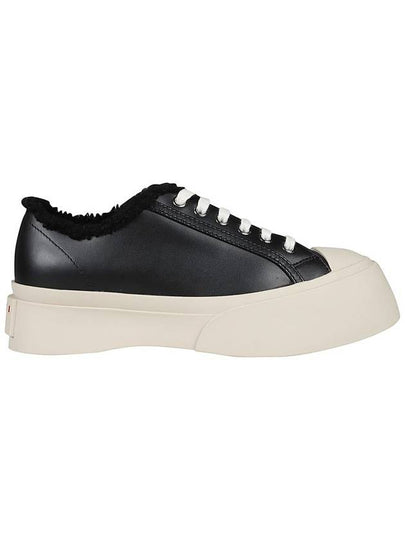 Women s Lace Pablo Shearling Leather Low Top Sneakers Black - MARNI - BALAAN 2