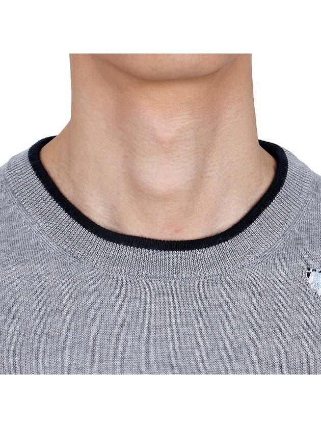 Hector Intarsia Crew Neck Knit Top Grey - THOM BROWNE - BALAAN 6