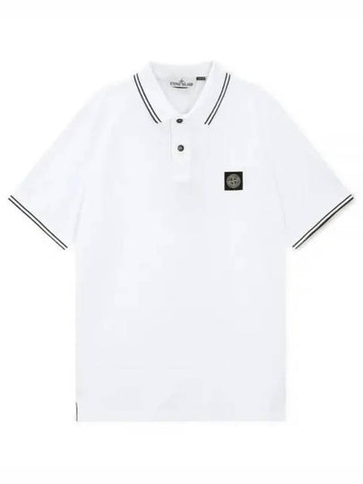 Logo Patch Polo Shirt White - STONE ISLAND - BALAAN 2