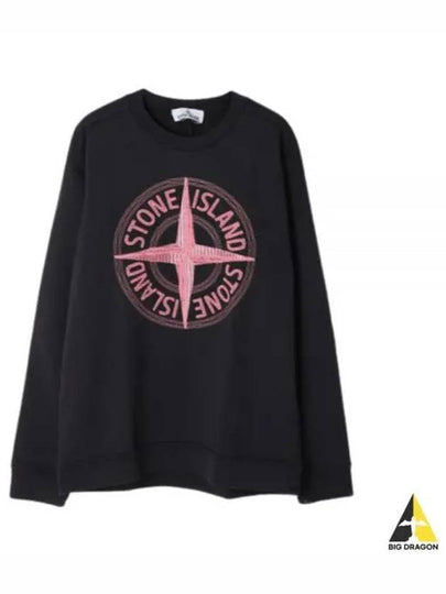 Garment Dyed Stitches Four Print Crewneck Sweatshirt Black - STONE ISLAND - BALAAN 2