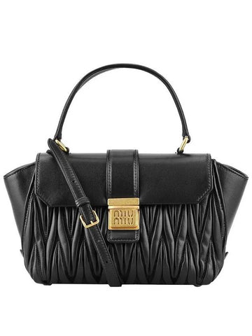 5BA272 N88 F0002 Gold Matelasse Nappa Leather Tote Bag Black - MIU MIU - BALAAN 1