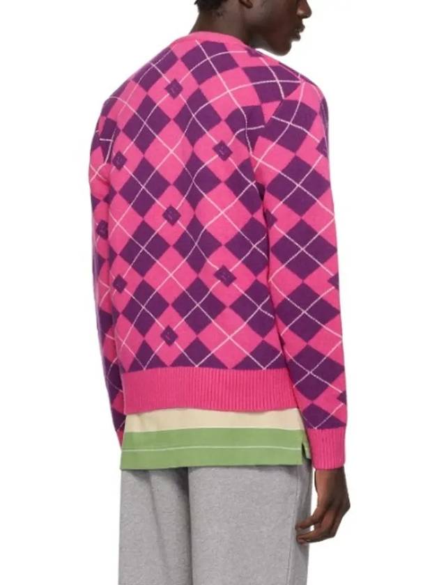 Jacquard Wool Cardigan Bright Pink - ACNE STUDIOS - BALAAN 3