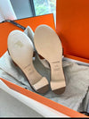 Oasis Calfskin Slipper Heels Gold Piqures Ecrues - HERMES - BALAAN 5