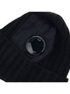 Lens Wappen Ribbed Wool Beanie Black - CP COMPANY - BALAAN 7